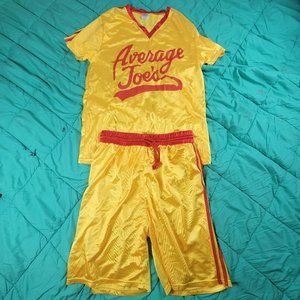 Dodgeball Average Joes Adults Medium Yellow Red Athletic Shirt And Pants Costume